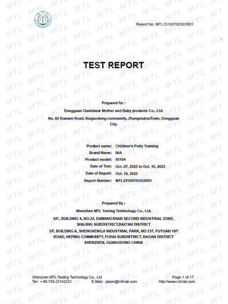 China Dongguan Ouninbear Mother And Baby Products Co., Ltd certification